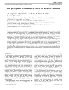 Beef Quality Grades As Determined by Korean and Australian Consumers