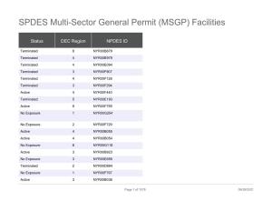 SPDES Multi-Sector General Permit (MSGP) Facilities
