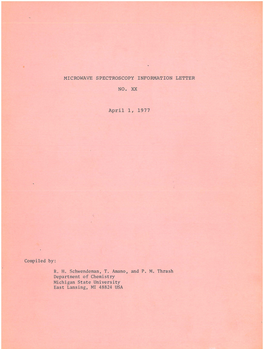 Microwave Spectroscopy Information Letter No . Xx