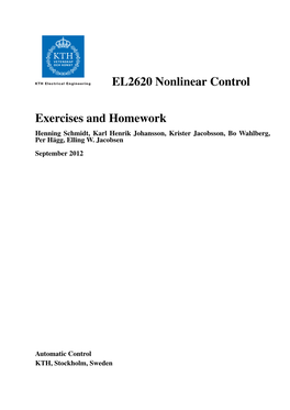 EL2620 Nonlinear Control Exercises and Homework