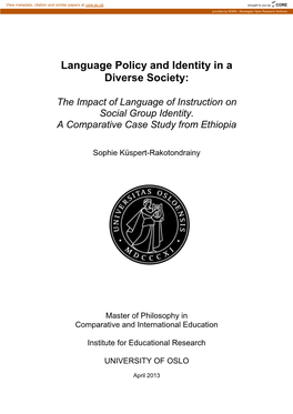 Language Policy and Identity in a Diverse Society