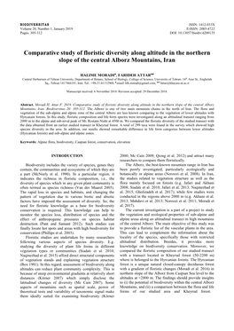 Comparative Study of Floristic Diversity Along Altitude in the Northern Slope of the Central Alborz Mountains, Iran