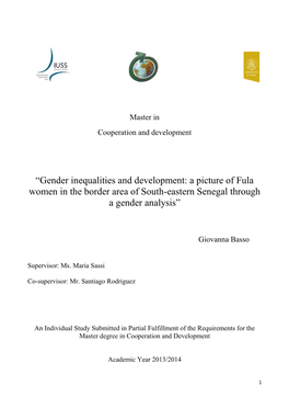 Gender Inequalities and Development: a Picture of Fula Women in the Border Area of South-Eastern Senegal Through a Gender Analysis”