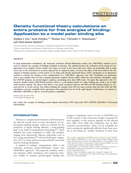 Density Functional Theory Calculations on Entire Proteins for Free Energies of Binding: Application to a Model Polar Binding Site Stephen J