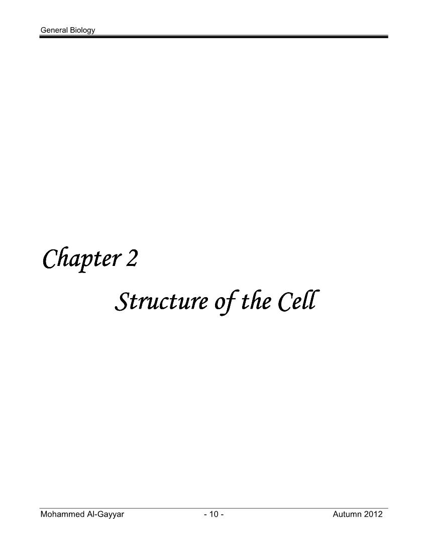 Chapter 2 Structure of the Cell