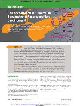 Cell-Free DNA Next-Generation Sequencing in Pancreatobiliary Carcinomas
