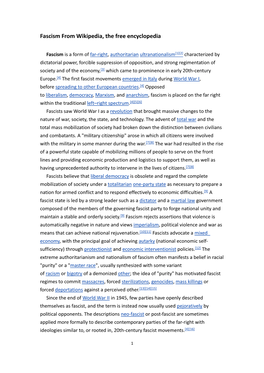 Fascism from Wikipedia, the Free Encyclopedia