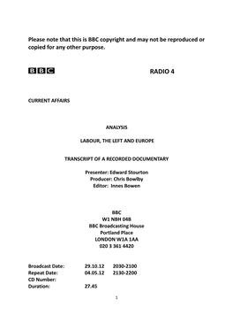 Please Note That This Is BBC Copyright and May Not Be Reproduced Or Copied for Any Other Purpose