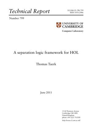 A Separation Logic Framework for HOL