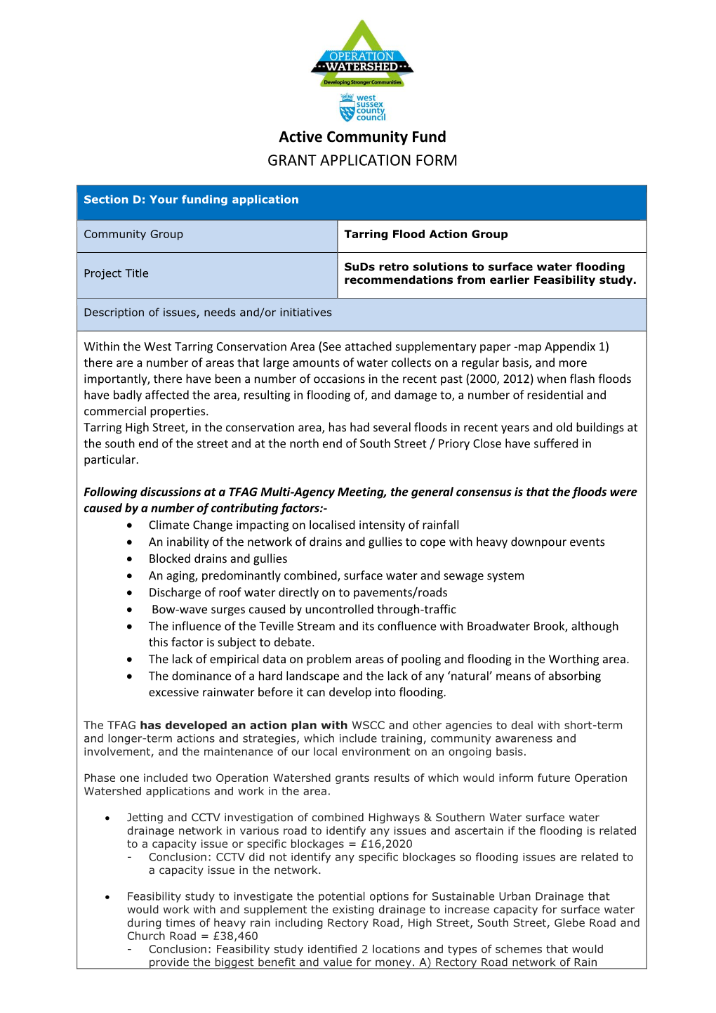 TARRING FLOOD ACTION GROUP Rain Garden Proposals