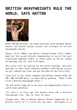 British Heavyweights Rule the World, Says Hatton