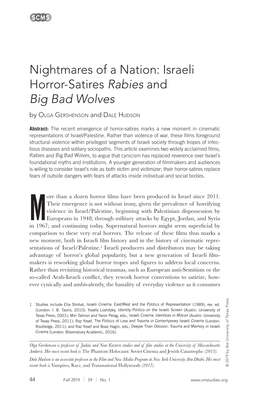 Nightmares of a Nation: Israeli Horror-Satires Rabies and Big Bad Wolves