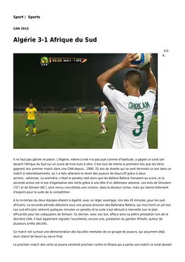 Algérie 3-1 Afrique Du Sud