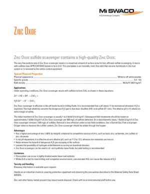 Zinc Oxide Sulfide Scavenger Contains a High-Quality Zinc Oxide