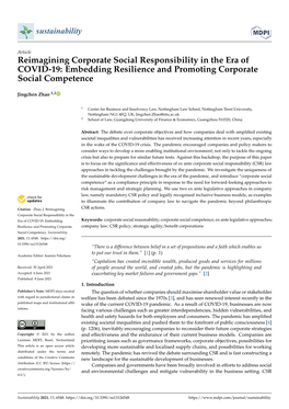 Reimagining Corporate Social Responsibility in the Era of COVID-19: Embedding Resilience and Promoting Corporate Social Competence