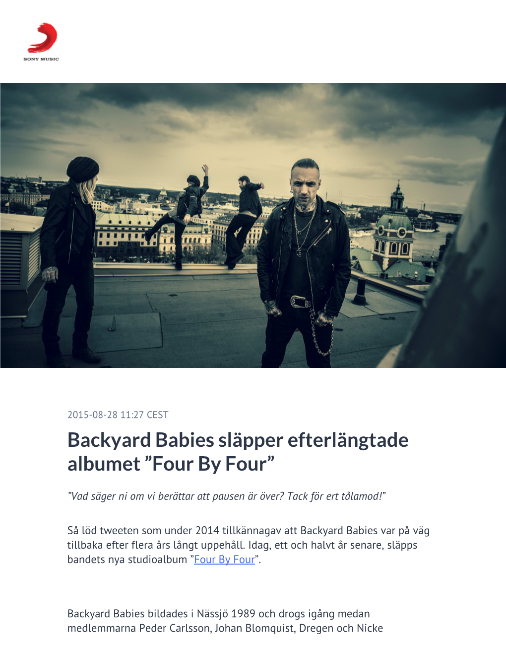 ​Backyard Babies Släpper Efterlängtade Albumet ”Four by Four”