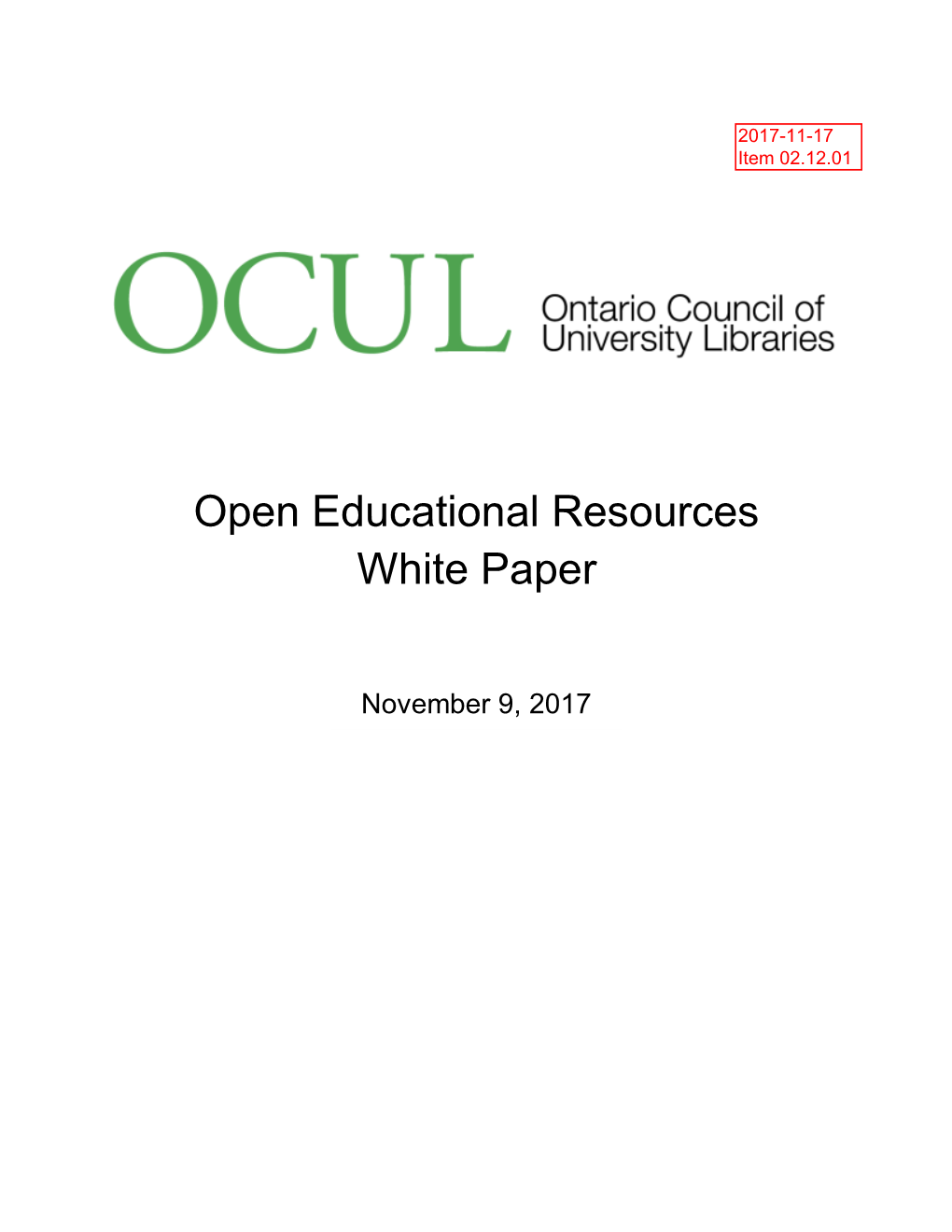 Open Educational Resources (OER) White Paper