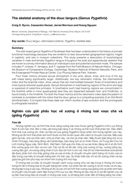 The Skeletal Anatomy of the Douc Langurs (Genus Pygathrix) Nghiên