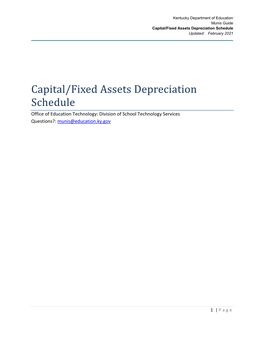 Capital/Fixed Assets Depreciation Schedule Updated: February 2021