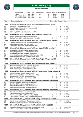 Robin White (USA) Ladies' Doubles