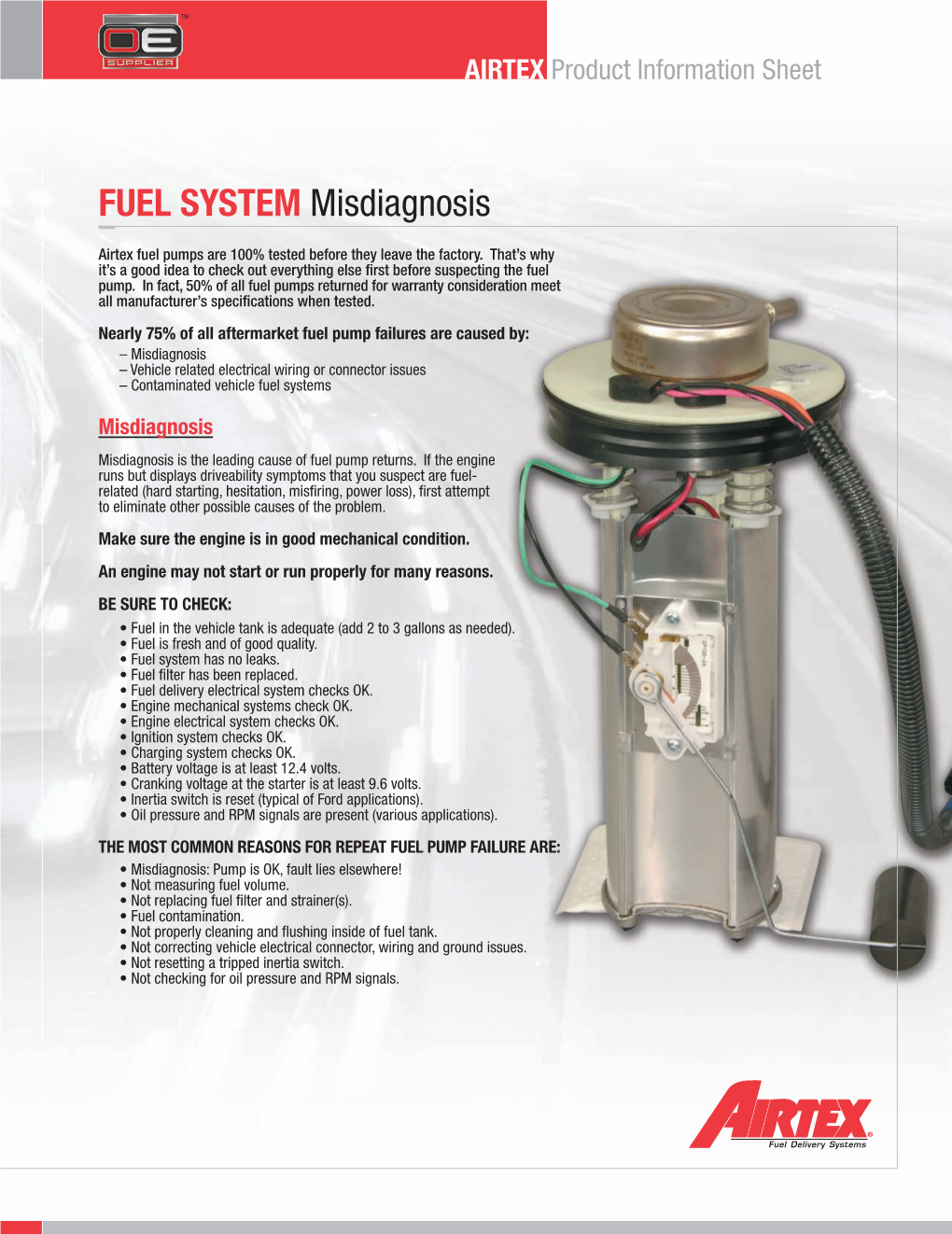 FUEL SYSTEM Misdiagnosis