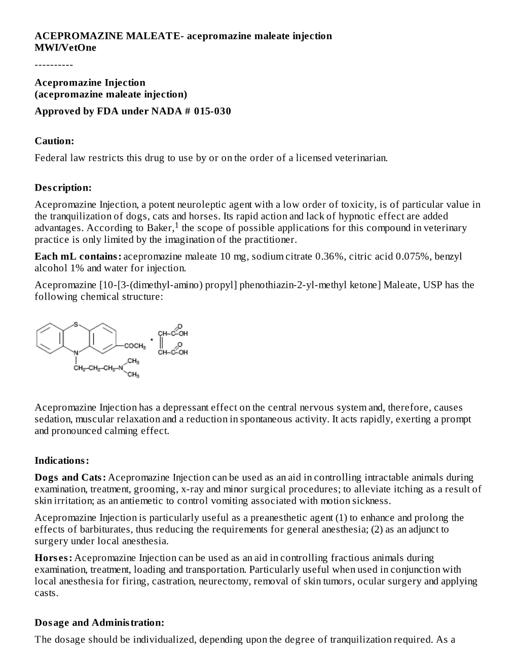 Acepromazine Injection(Acepromazine Maleate Injection)