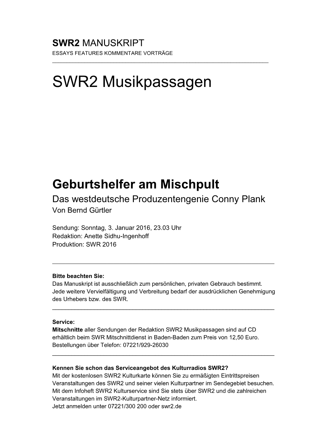 SWR2 Musikpassagen