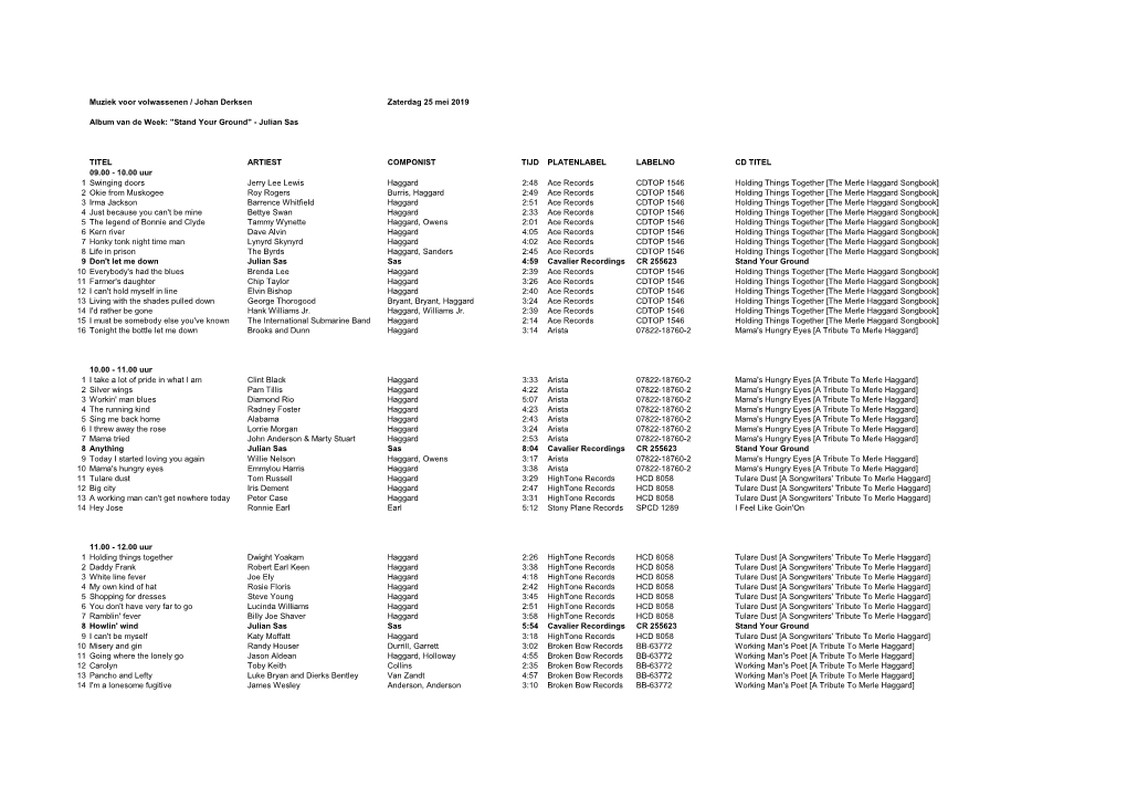 Muziek Voor Volwassenen / Johan Derksen Zaterdag 25 Mei 2019