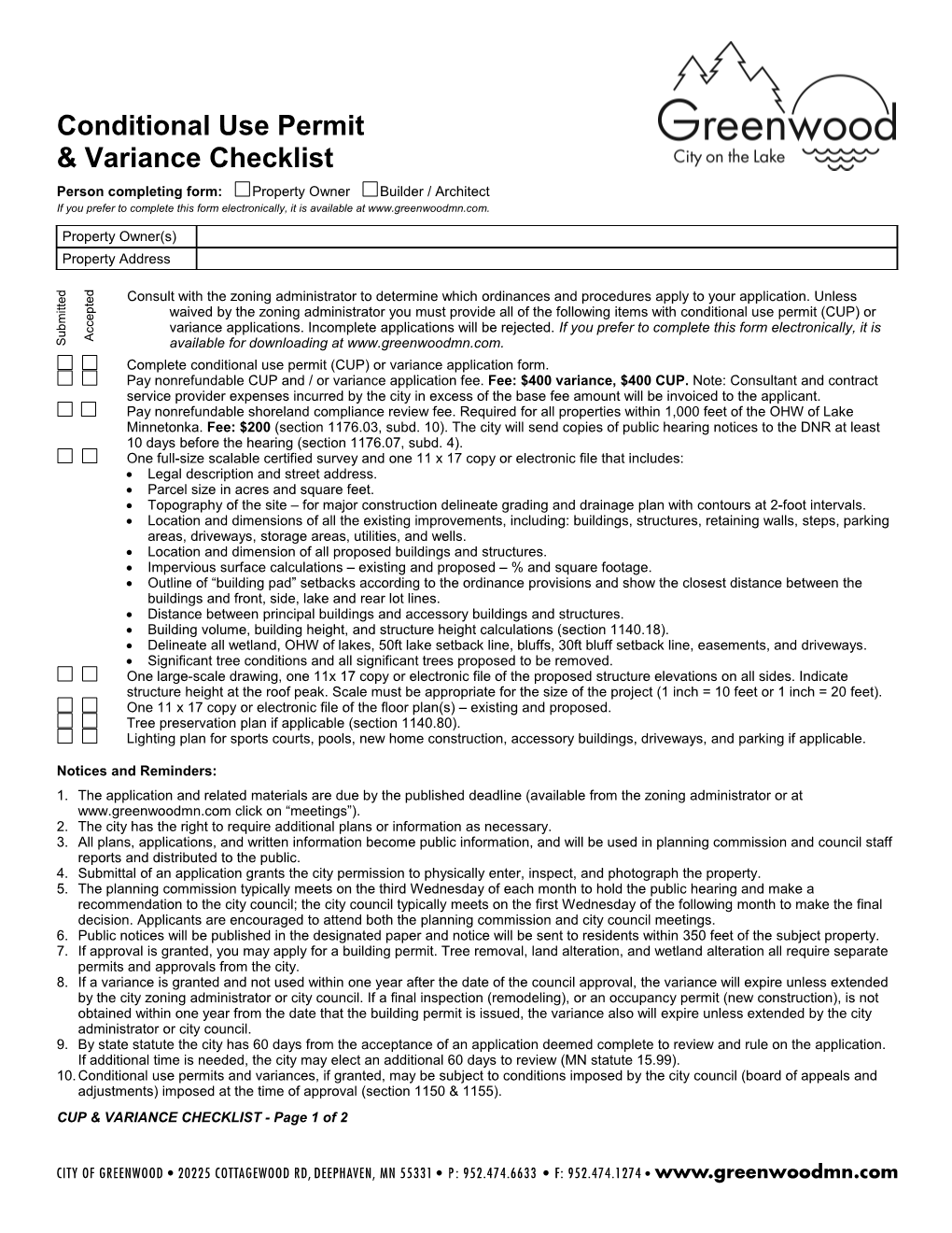 City of Woodland Filing Requirements