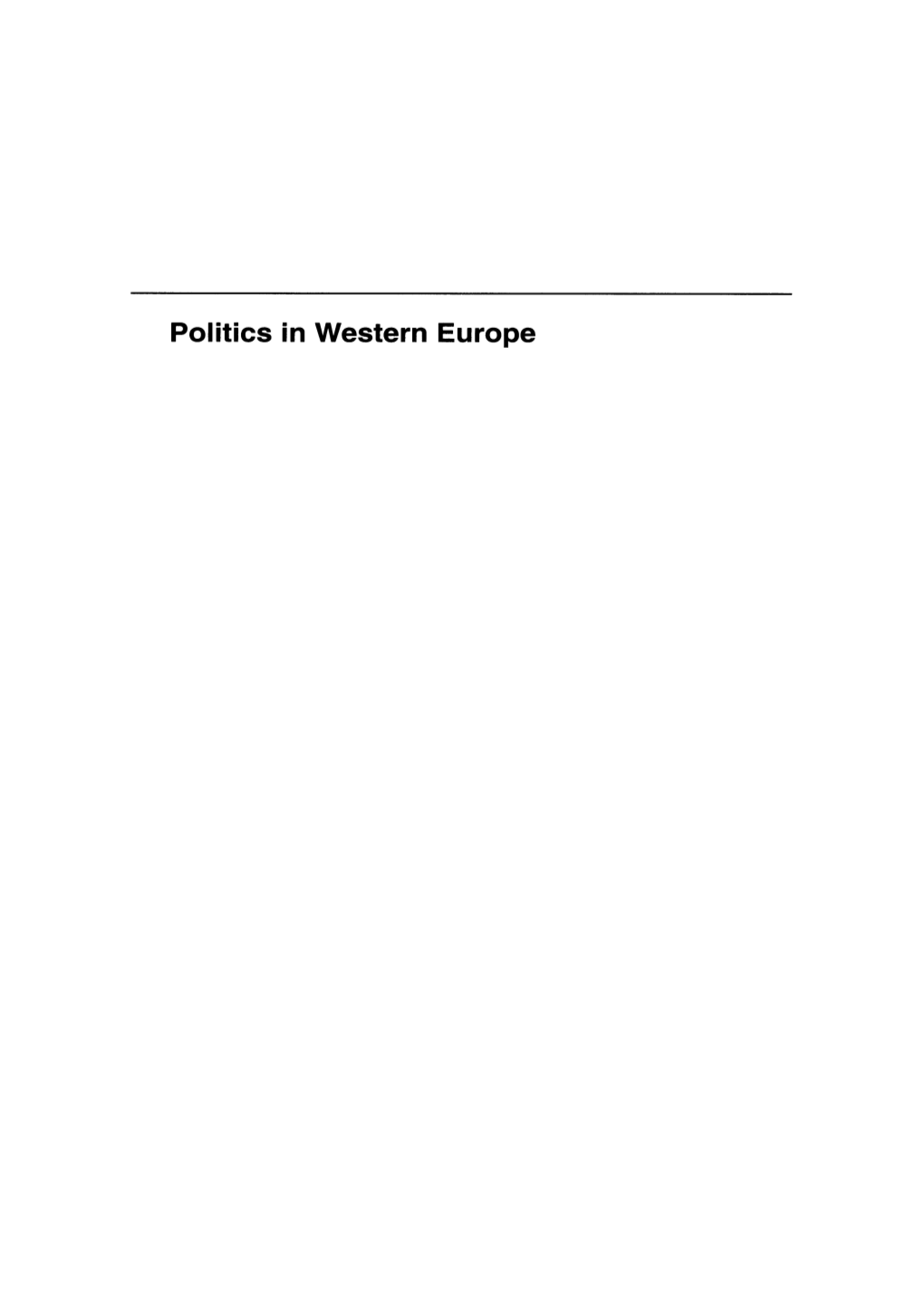 Politics in Western Europe Stckholm