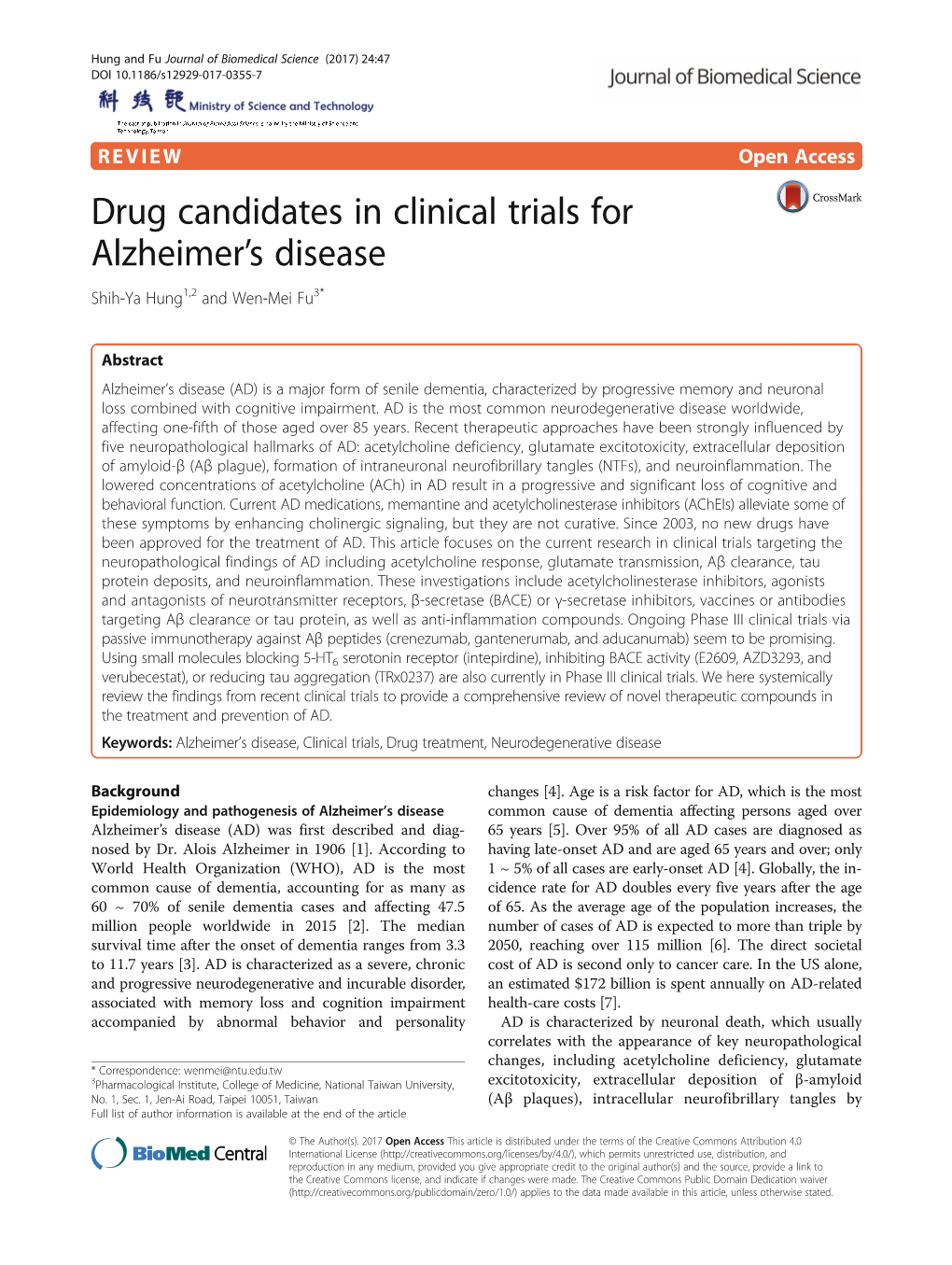 Drug Candidates in Clinical Trials for Alzheimer's Disease