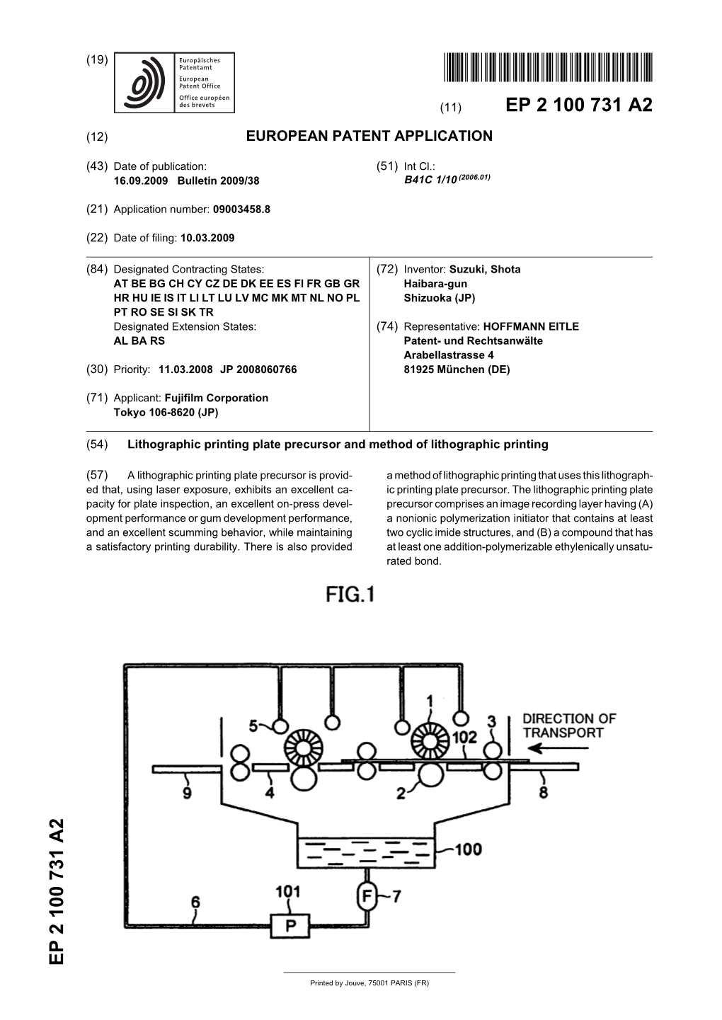 Lithographic Printing Plate Precursor and Method of Lithographic Printing