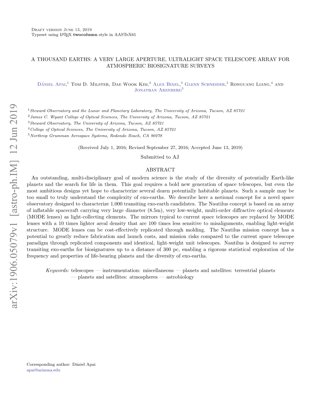 Arxiv:1906.05079V1 [Astro-Ph.IM] 12 Jun 2019