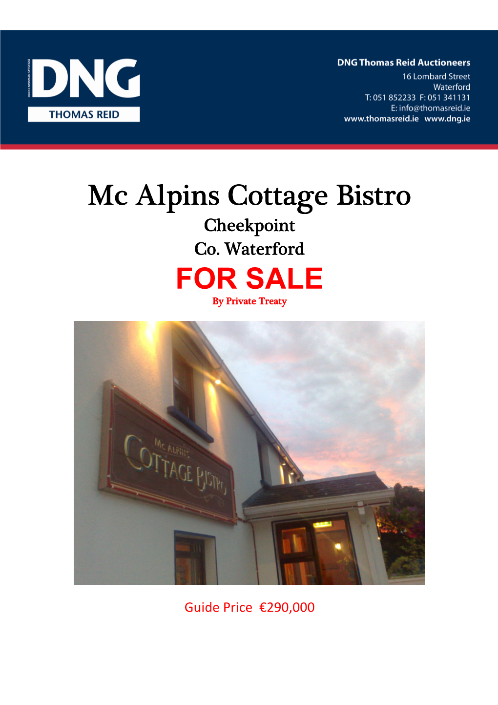 Mc Alpins Cottage Bistro Mc Alpins Cottage Bistro for SALE