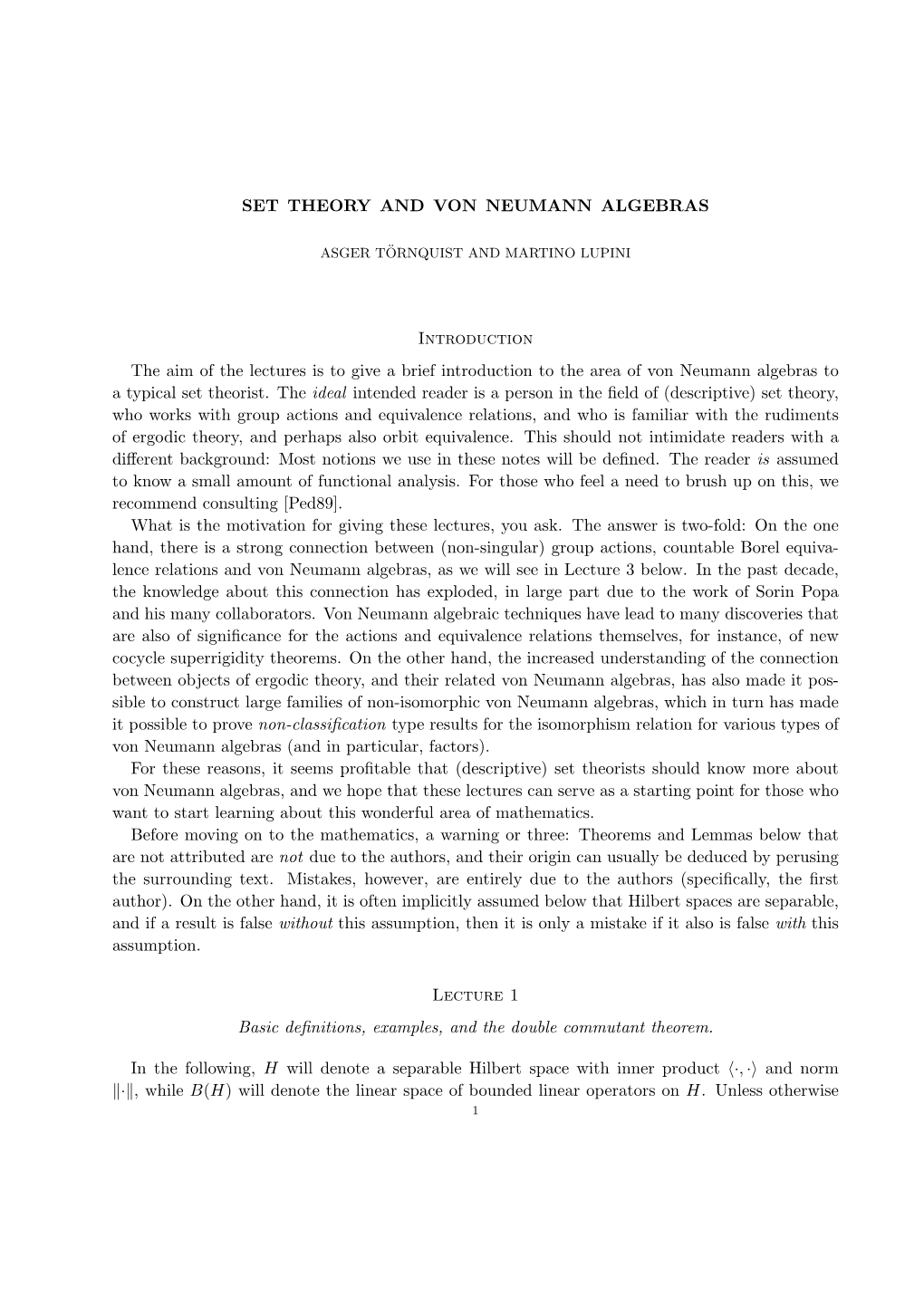 Set Theory and Von Neumann Algebras