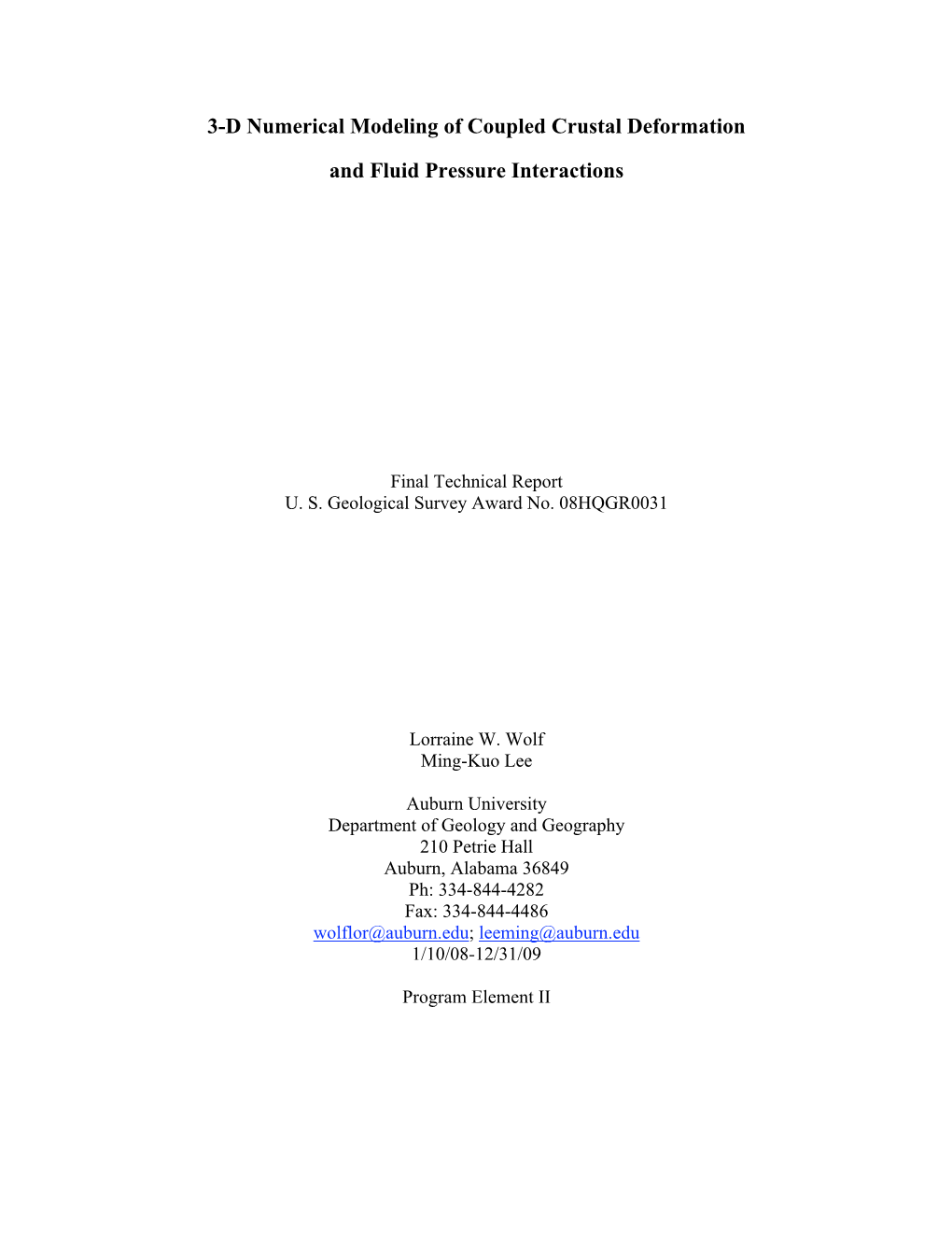 3-D Numerical Modeling of Coupled Crustal Deformation and Fluid