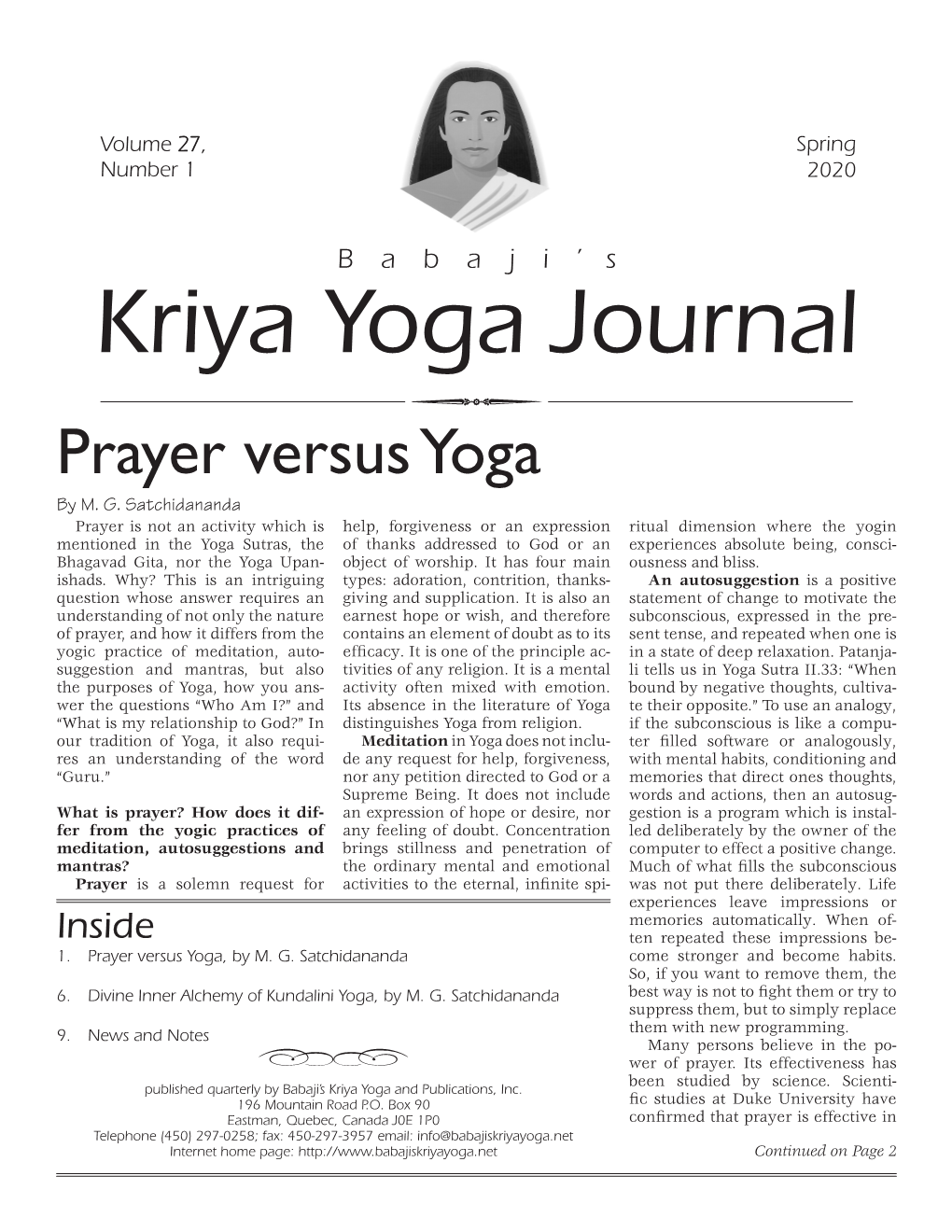 Kriya Yoga Journal