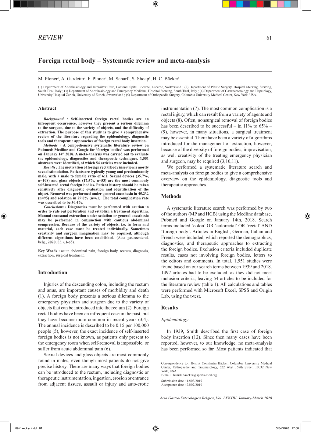 Foreign Rectal Body – Systematic Review and Meta-Analysis