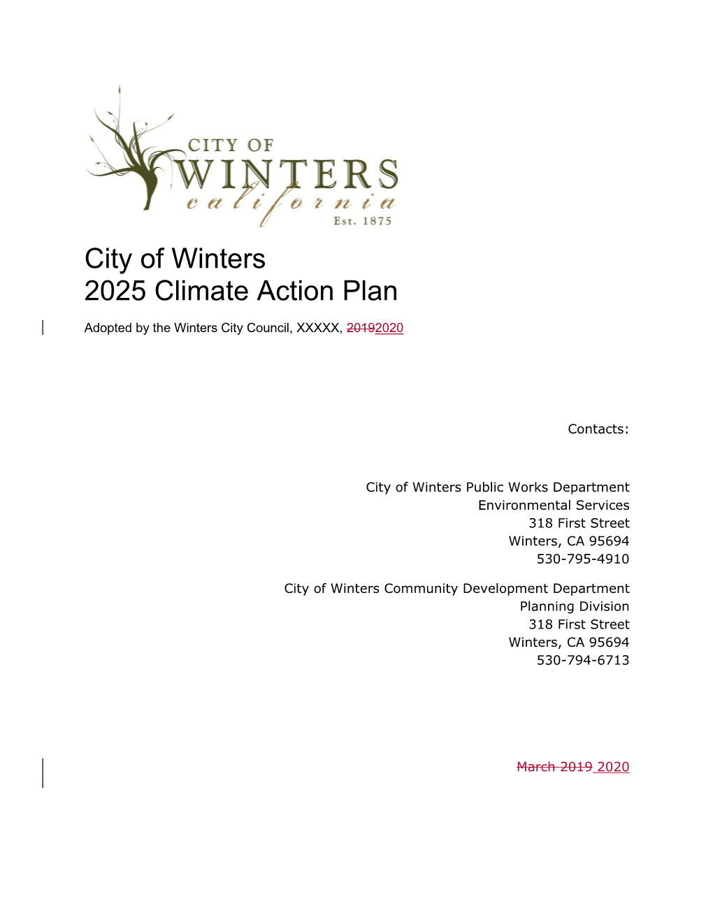 City of Winters 2025 Climate Action Plan