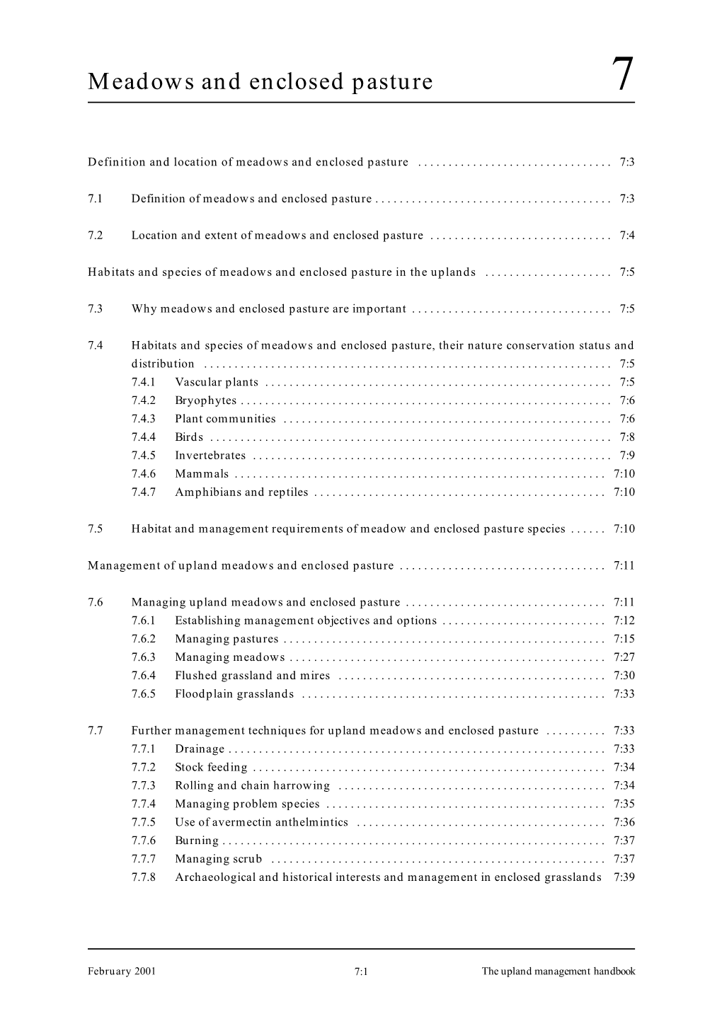 Chapter 7 Meadows and Enclosed Pasture