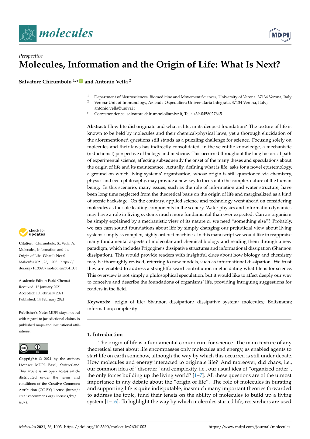 Molecules, Information and the Origin of Life: What Is Next?