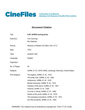 Cinefiles Document #5962