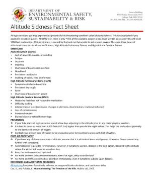 Altitude Sickness Fact Sheet
