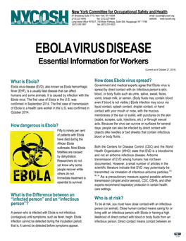 EBOLA VIRUS DISEASE Essential Information for Workers