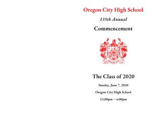 Oregon City High School Commencement the Class of 2020