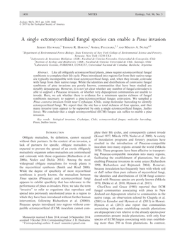 A Single Ectomycorrhizal Fungal Species Can Enable a Pinus Invasion