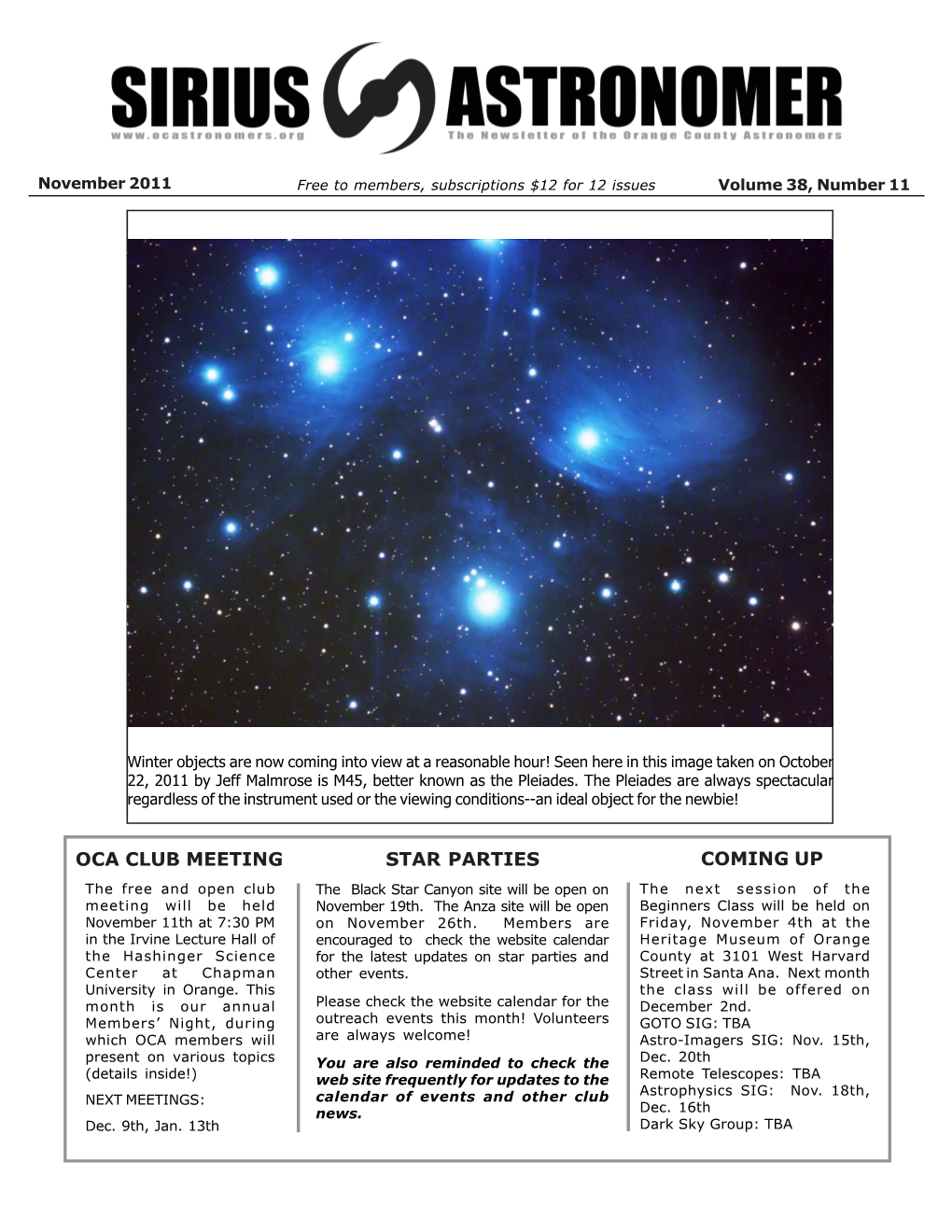 Sirius Astronomer Newsletter