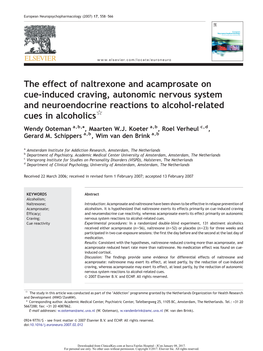 The Effect of Naltrexone and Acamprosate on Cue-Induced