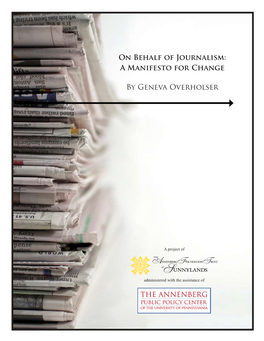 On Behalf of Journalism: a Manifesto for Change by Geneva Overholser