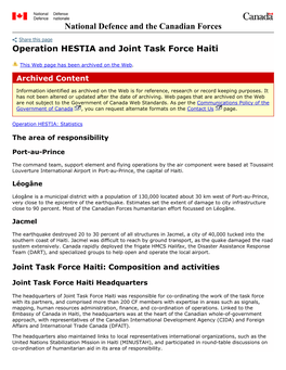 Operation HESTIA and Joint Task Force Haiti